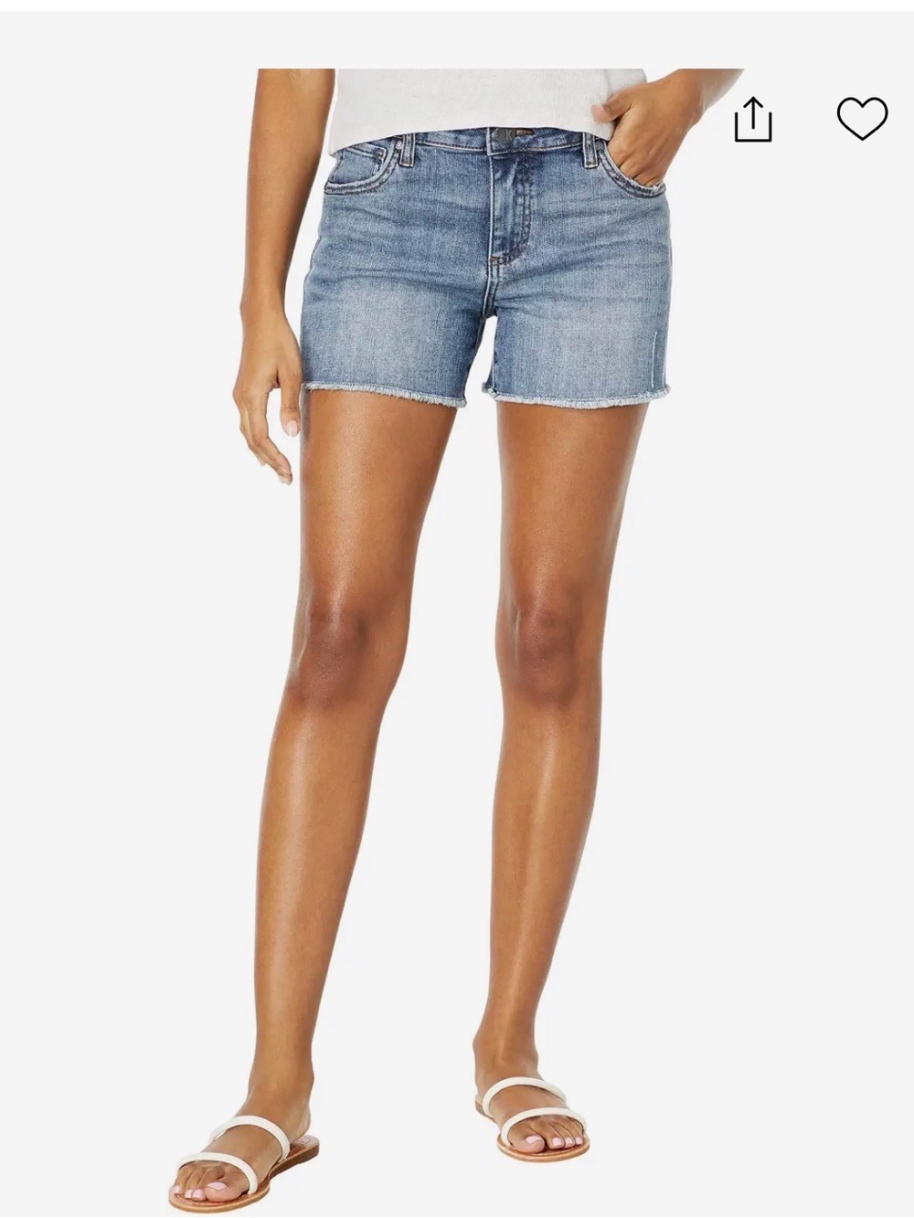Kut from the Kloth Light Blue Frayed Hem Denim Shorts